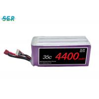 China High Discharge LiPO Battery Pack , 6S1P RC Helicopter Battery 22.2V 4400mAh 35C factory