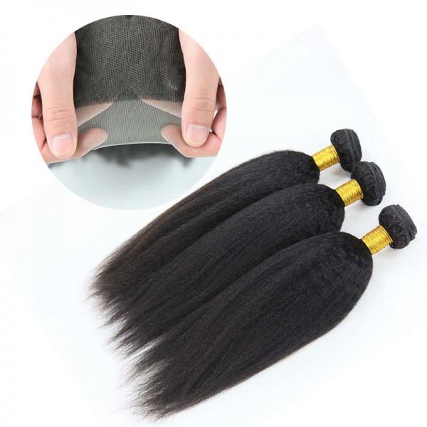 Quality Long Kinky Straight Peruvian Wavy Curly Virgin Hair 3 Bundles With Closure for sale