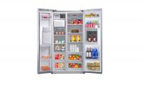 China 550L Stainless Steel Saving-energy Double Doors Side By Side Refrigerator With Ice Maker and Home Bar factory