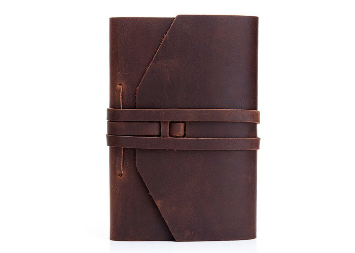 China Dark Borwn Color Personalized Leather Bound Journal Refillable Weight 488g factory