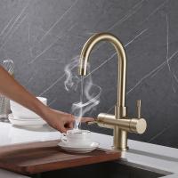 China 360 Rotatable Head Kitchen Faucet Tap Instant Hot Water Tap Gold 304 Cuprum factory