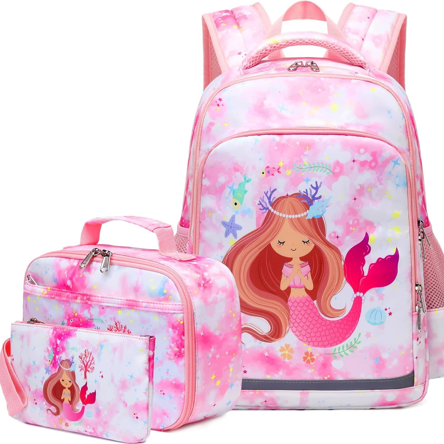 China Polyester Kids School Backpack Mermaid School Bag Three Pieces Set factory