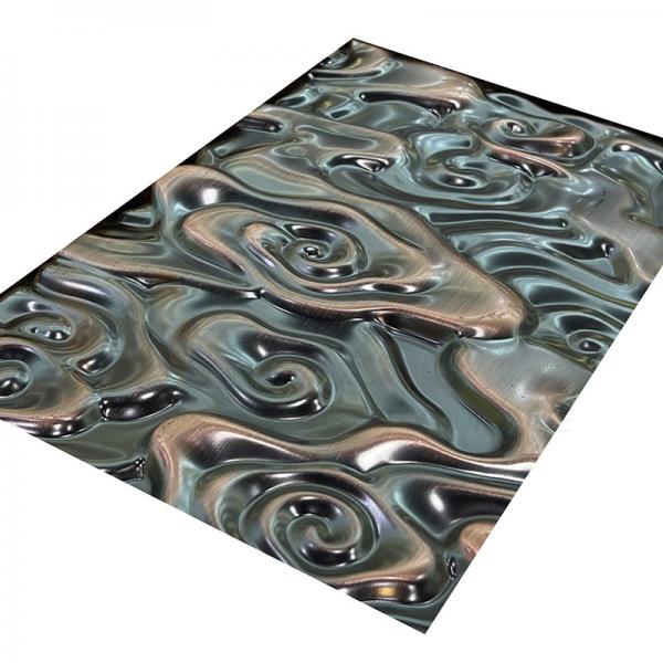 Quality SS 201 304 316 Embossed Stainless Steel Sheet Large Size Water Ripple Bronze Color Mirror for sale