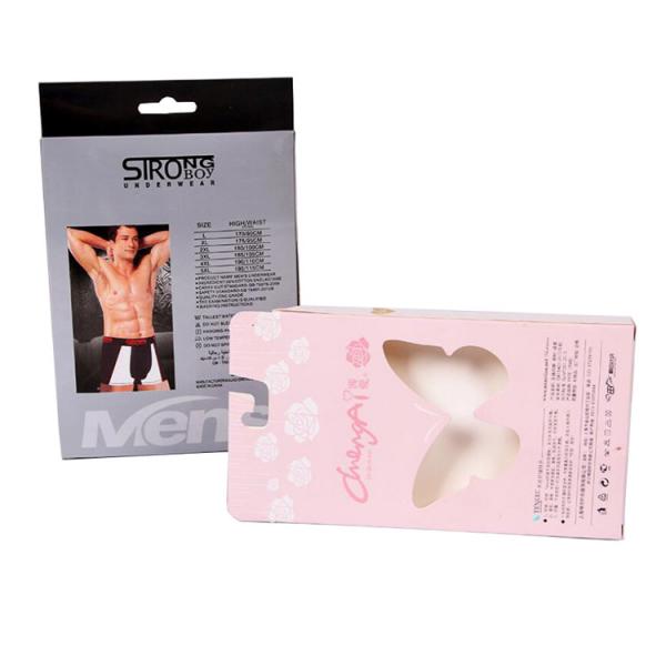 Quality Handmade Custom Printed Packaging Box With PVC Window , Underwear Packaging Box for sale