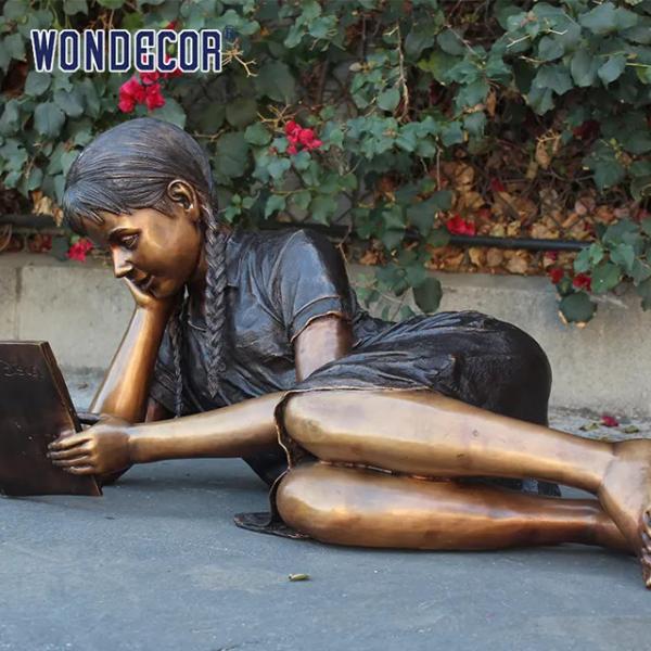 Quality Customized garden decoration, life-size bronze statue of a girl lying on her for sale