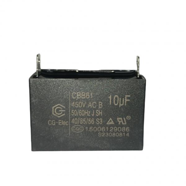Quality 450V 10mfd Air Conditioner CBB61 Fan Capacitor With Plastic Triangle With for sale
