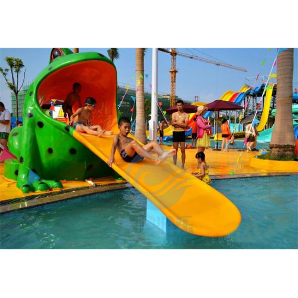 Quality Fiberglass Water Park Splash Pad Frog Small Swimming Pool Slide For Children for sale