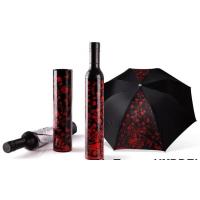 China Black Wine Bottle Shaped Umbrella , Weather Resistant Umbrellas Manual Open factory