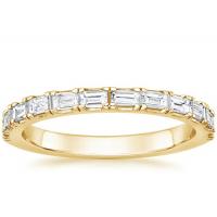 China Pave Half Baguette Diamond Wedding Band , 2.0mm-2.3mm 14k Yellow Gold Diamond Ring factory