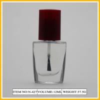 China Flat Glass Nail Polish Containers , 12ml Frosted Bottle With Red Cap factory