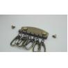 China Leather Key Case Wallets Unisex Keychain zinc alloy Key Holder Ring with 6 Hooks Snap Closure factory