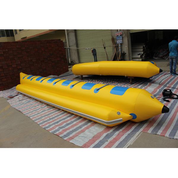 Quality Green Blue 0.9mmPVC Inflatable Banana Boat Fly Fish 5 Seats for sale