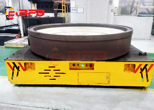 China Large Load Bearing Rail Transfer Cart Q235 Motorized Rail Flat Trailer factory