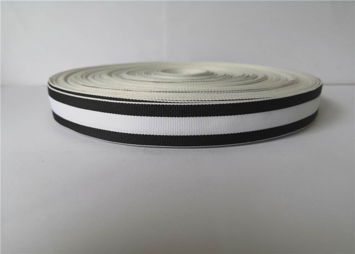 China 2.5cm Polyester Webbing Tape Black And White Stripe Color High Tenacity factory