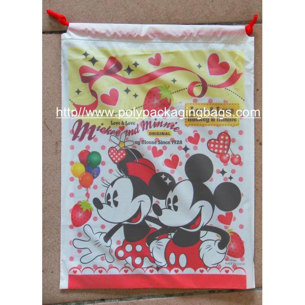 Quality 2018 Top Selling fashion design custom printed plastic drawstring packaging bags/PE string bags for sale