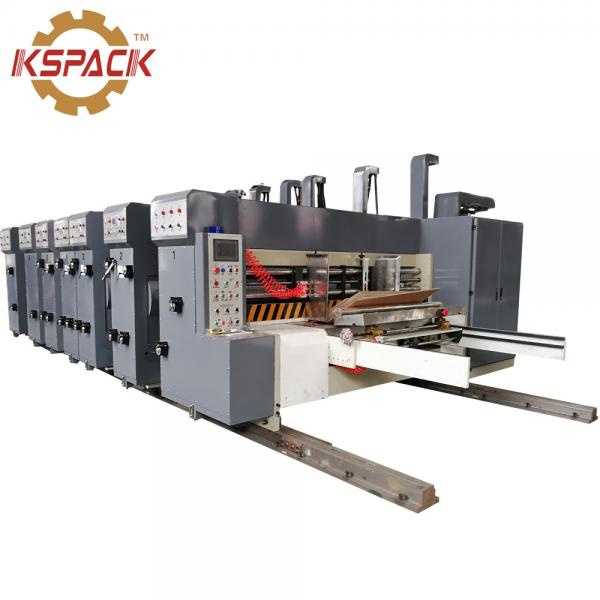 Quality lead edge feed pizza box 5 color middel speed  Automatic Printing slotter and Die Cutting for Corrugated Paper Box for sale