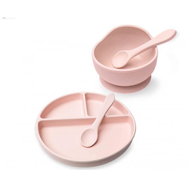 Quality Custom Pantone Color silicone dinner set 5 Pcs Silicone Suction Weaning Set Food for sale