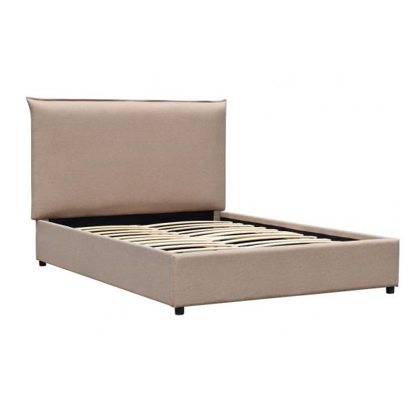Quality Linen Light Brown Bed Frame King Europen Style Modern Upholstered Platform Bed for sale