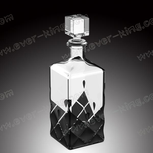 Quality 700ml Customized Square Brandy Glass Bottle for sale