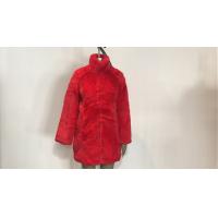 China Red Womens Faux Fur Coat With Collar Shaggy , Long Pile Fur Coat TW78516 factory