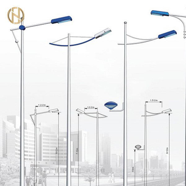 Quality 8M Octagonal Shape Street Light Pole Q345B Double Arm Steel Pole for sale
