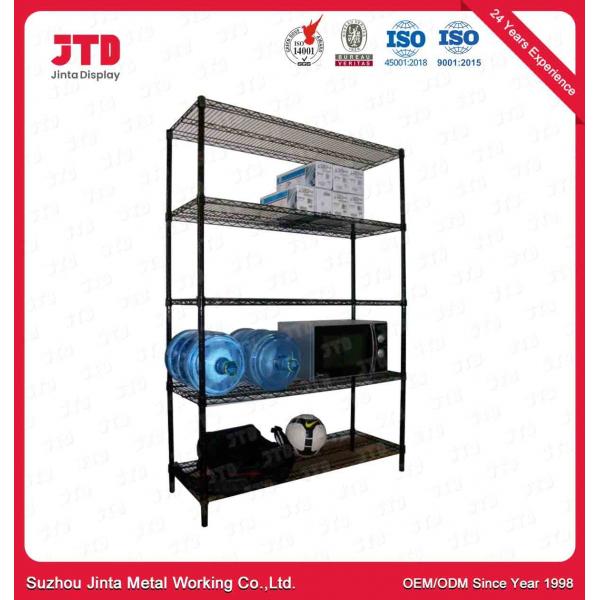 Quality 6FT 120kgs Wire Display Shelving ODM Black Living Room Shelves for sale