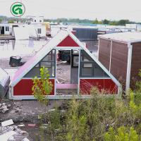 China Galvanized Steel Folding Prefab Triangle House Red For Camping And Outdoor Activities factory