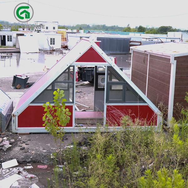 Quality Galvanized Steel Folding Prefab Triangle House Red For Camping And Outdoor Activities for sale