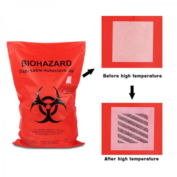 Quality Autoclavable PP Biohazard Plastic Bags With Temperature Indicator for sale