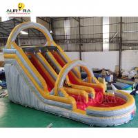 China Summer Party Inflatable Water Slide Grayish Yellow Inflatable Wet Slide With Splash factory