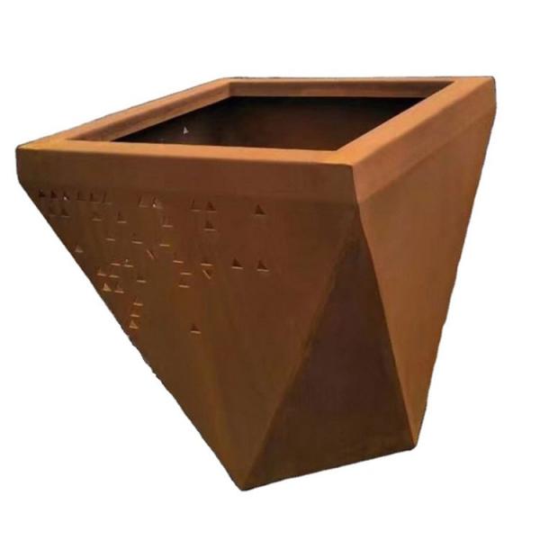 Quality Square Rusted Corten Flower Pot Metal Flower Planter For Garden / Yard for sale
