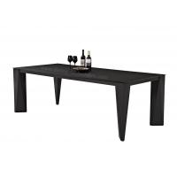 Quality Modern Rectangular Glass Dining Table 2.2 Meter Black Frosted Wear Resistance for sale