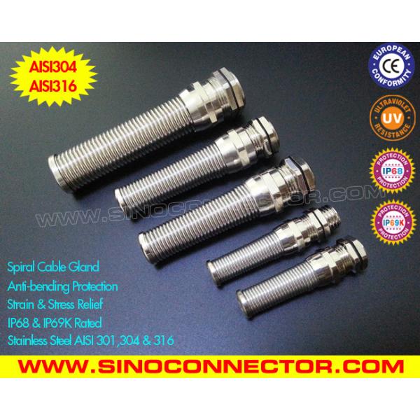 Quality SS304 / SS316 Stainless Steel Metallic PG Cable Glands IP68 with Spiral for sale