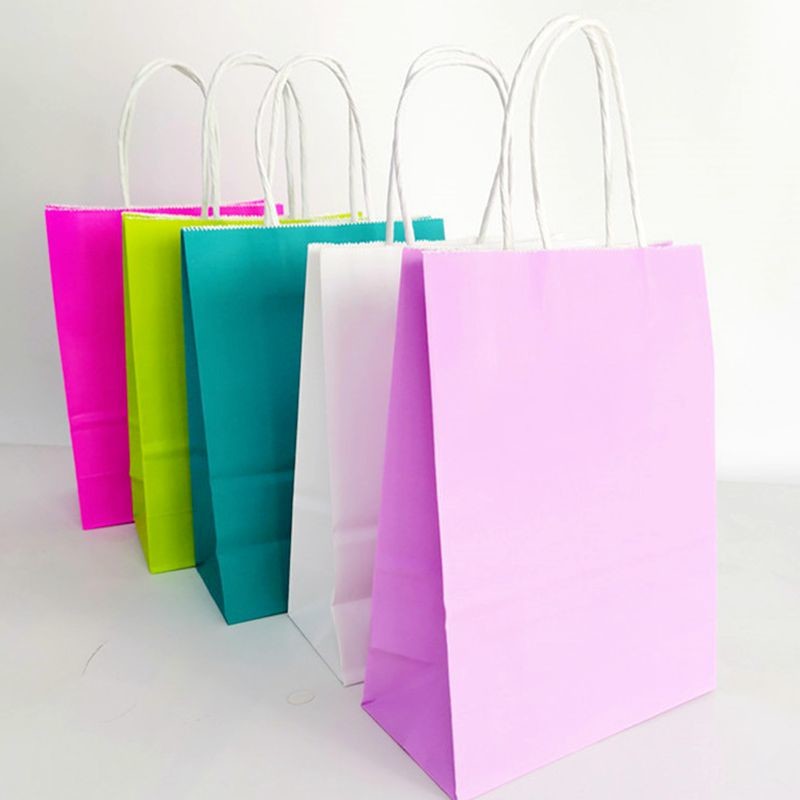 China Foldable Gravure Printing CMYK Kraft Paper Handles Bags for sale