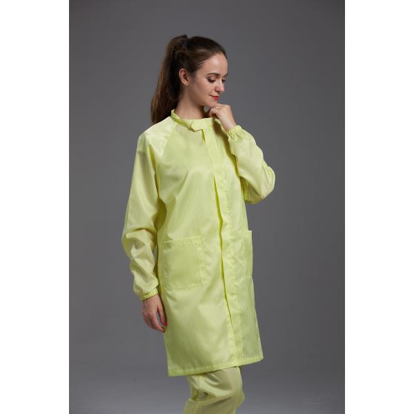 Quality Anti Static ESD labcoat smock Resuable Class1000 with straight open zipper stand for sale