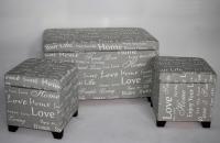 China Print fabric s/3 shoe storage bench entryway factory