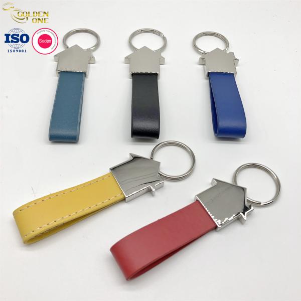 Quality PU Leather Key Chain Custom Color 9.8x3x2.5cm Die Casting Polishing Plating Ring for sale
