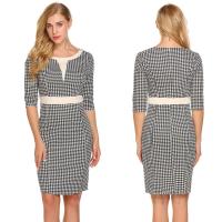 China Popular white and black gingham pencil dress factory
