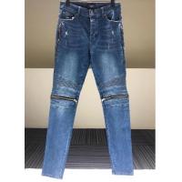 China Custom Apparel Supplier Men'S Blue Slim Fit Jeans Stretch Destroyed Ripped Skinny Jeans Knee Zipper Jeans factory