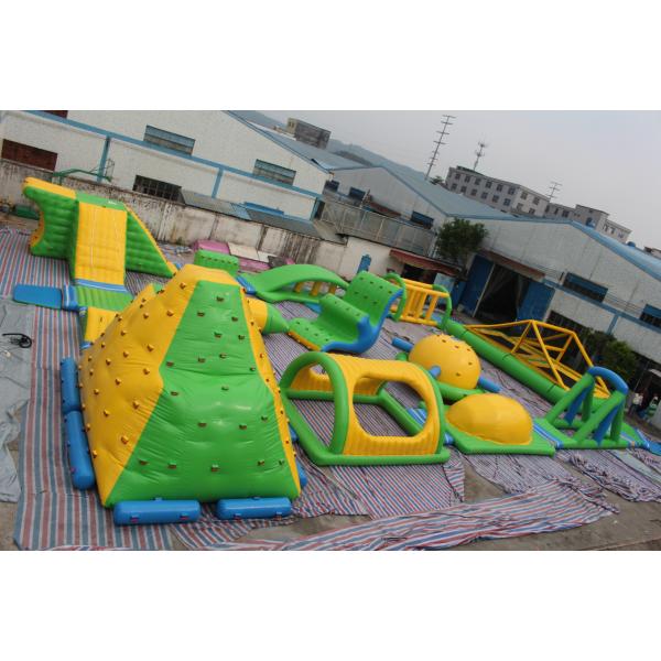 Quality Yellow And Green Giant 0.9mm PVC Inflatable Water Park Floating Sea Or Lake Aqua Park for sale