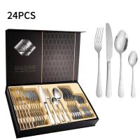 China Customized Metal Cutlery Set Luxury Elegant 24 Piece Flatware Set factory