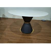 China Leather Base Round 120cm Marble Top Dining Table for sale