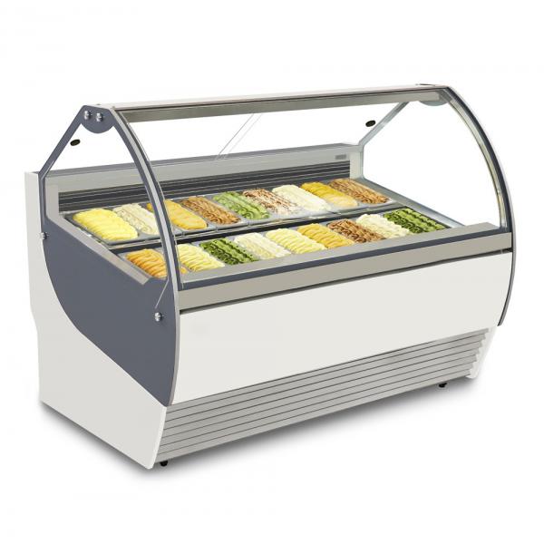 Quality Curved Glass Ice Cream Refrigerated Display Showcase With High Performance for sale