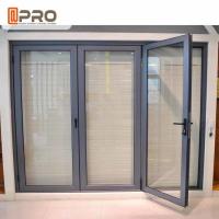 China Powder Coating Grey Aluminum Folding Doors With Double Glass Water Resistant custom folding door mdf folding door factory