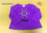 China Grape Color Children T Shirt Foil Print Contrast Neck Binding Long Sleeve factory