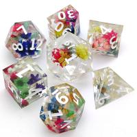Quality Practical Resin Sharp Edge Dice , Hand Carved Clear Polyhedral Dice for sale