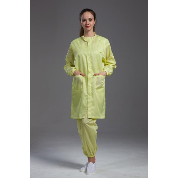 Quality Anti Static ESD labcoat smock Resuable Class1000 with straight open zipper stand collar for sale