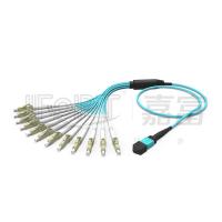 Quality 12 Fibers Duplex MPO Breakout Cable MPO-LC/SC/FC/ST Multimode 50/125 3.0mm LSZH Aqua for sale