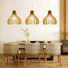 China Hand Crafted Natural Wood Pendant Light For Kitchen Island E27 Base With 1500mm Wire factory