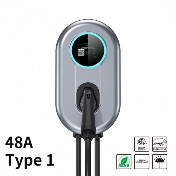 Quality 48A Wallbox EV Charger Station With LCD Screen APP Wifi/Bluetooth 11.52 KW Type 1 EV Home Charger for sale